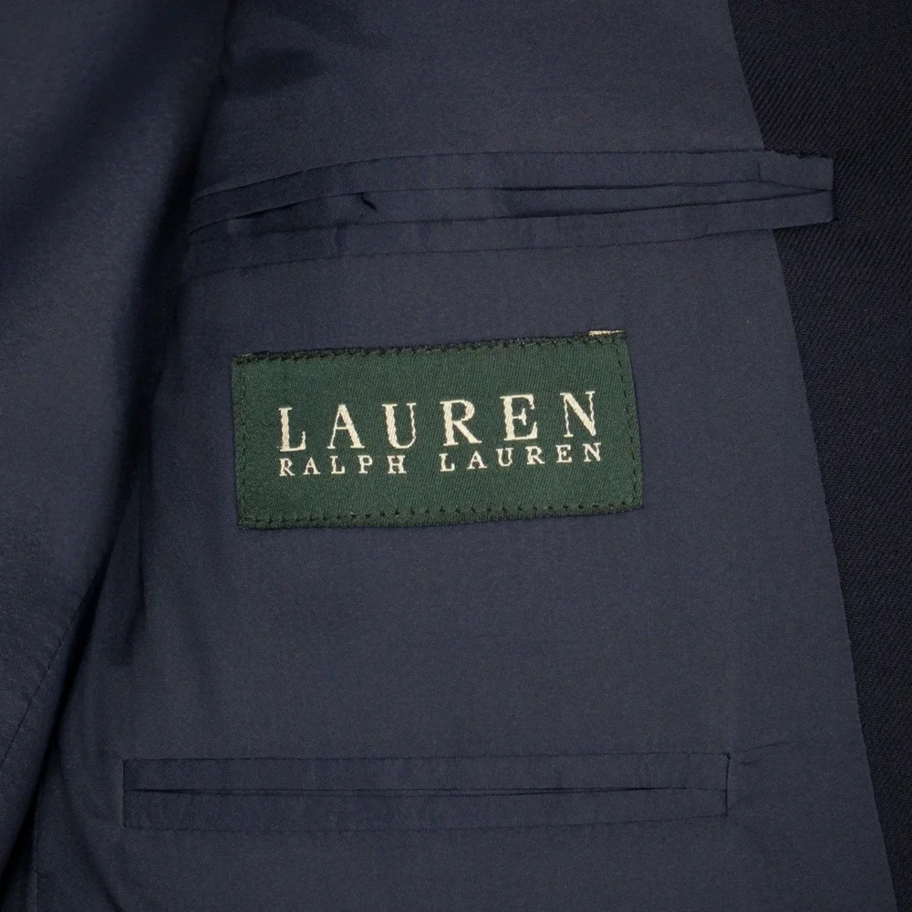 Lauren Ralph Lauren Blazer Men 38R Navy Blue Solid Sport Coat Wool Blend